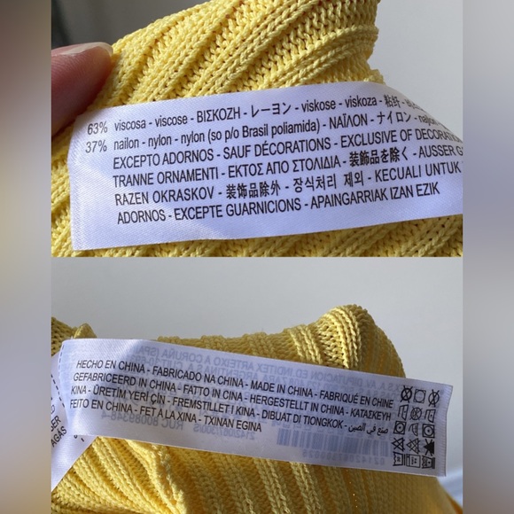 NWT Zara yellow knit long top/short dress low back knit with black ribbon detail - Picture 14 of 15